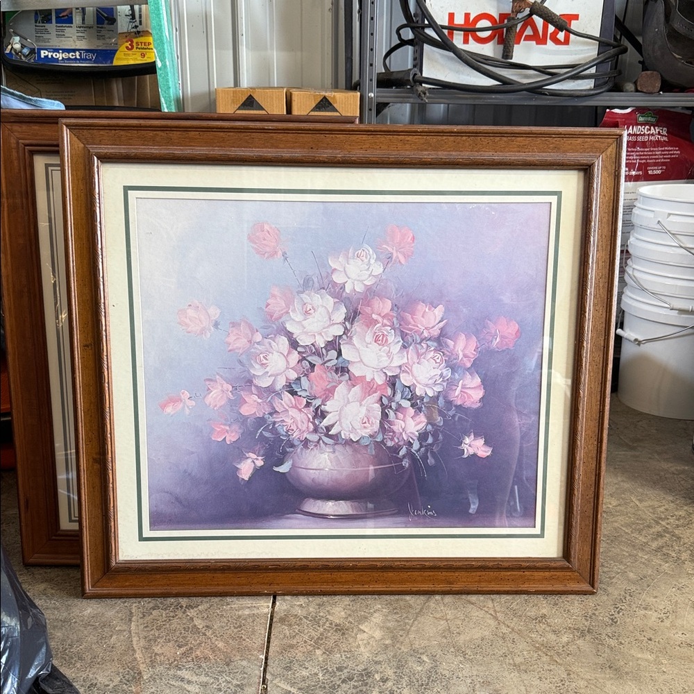 Jenkins Floral Art Oil Painting in Wooden Frame